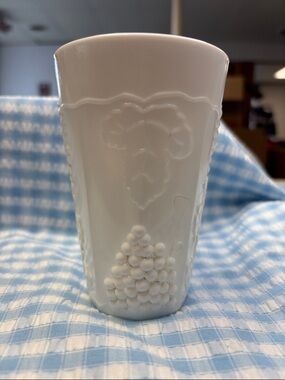 Vintage Indiana Glass White Milk Glass 12 oz Tumbler - Harvest Grape